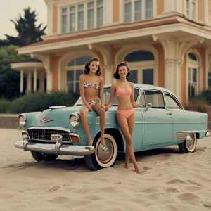 Girls in bikini on the beach