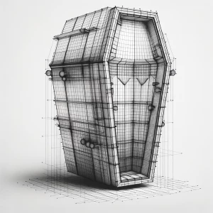 Create a minimalist 3D wireframe model for the experimental and...