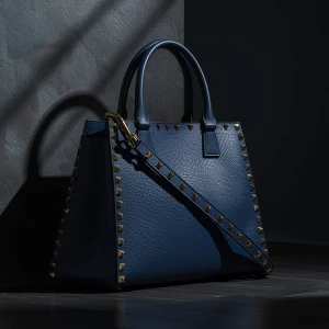 Create a futuristic luxury handbag sculpted with a sleek geometr...