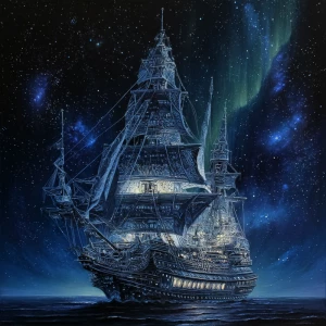 A zealously majestic novel galaxy galleon, brimming with cosmic...