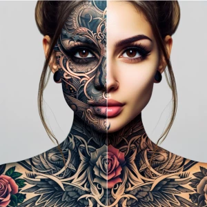blend tattoos on to second picture to the first picture