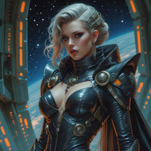 A stunning figure of a glam-goth post-apocalyptic deep space exp...