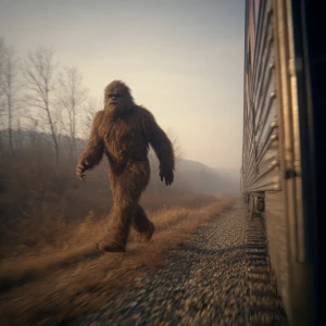 A humanoid looking hair covered brown bigfoot looking almost hum...