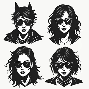 make 4 stencils of cyberpunk people with a transparent backgroun...
