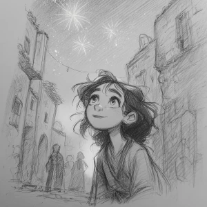 Foreground Focus:

Character: A young Palestinian girl, imagin...