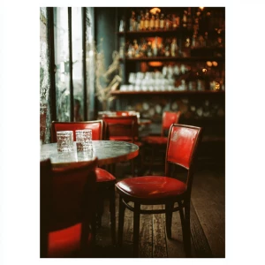 Vintage cafe in Paris, 35mm film look