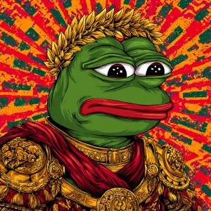 Pepe with  pumped-up lips of a bright red color in carton style...