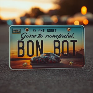 Design a 6x12-inch license plate featuring a dynamic silhouette...