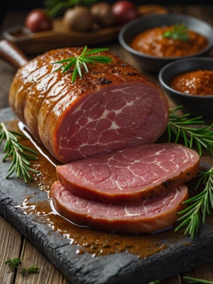 porc pârlit pe o masa tradițională, iarna in curtea omului la sa...