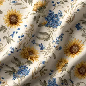 seamless farmhouse floral surface pattern, soft sunflowers, tiny...