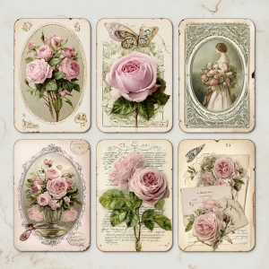 Victorian Mauve Rose Ephemera – 6 Cards (Antique Roses)
Print-r...