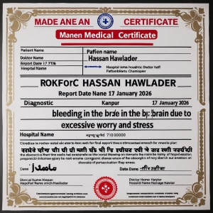 made an medical certificate with patient name rafi doktor name h...