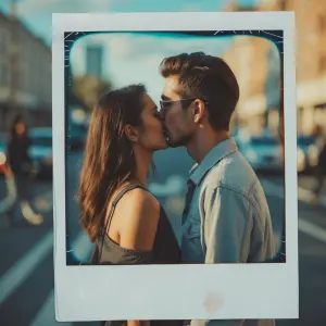 I'm standing beside my girl and kiss her on the road while every...