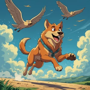 loup humain courant après une liasse de billet de dollars qui s'...