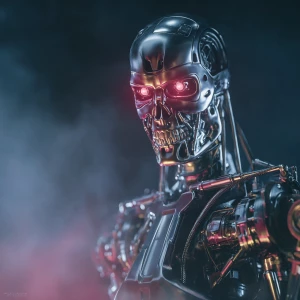 Tu pacc as a T-800 Terminator endoskeleton, polished chrome hype...