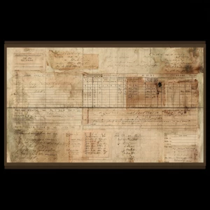 Dark Academia “Archive Ledger” background paper, wide landscape...