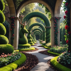 Step into the enchanting Topiary Hallway of Shapes: Immerse your...