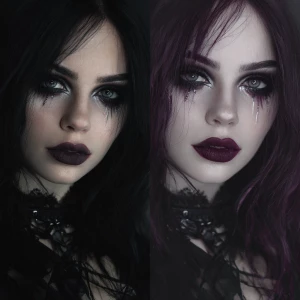 Create an image of a goth girl with dark makeup,
