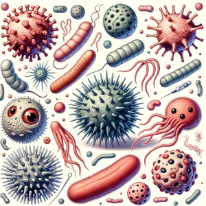 Stop motion video of biologie virus and bacteria