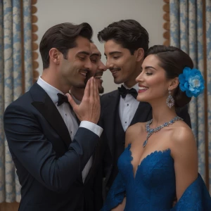 El hombre situado a la izquierda, vestido con un elegante traje...