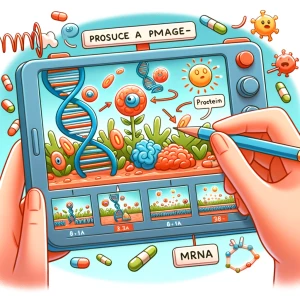 Erstelle mir ein Stop Motion Film über wie aus einer mRNA ein Pr...