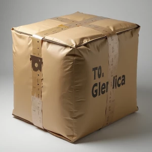 Generate an image of a large package that is securely taped for...