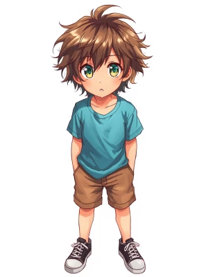 A charmingly disheveled anime portrait that captures the essence...