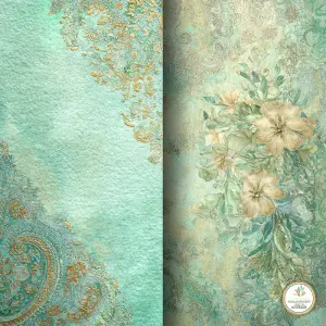 Light golden Indian sari inspired junk journal paper, creamy par...