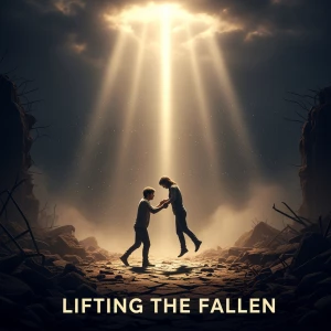 A cinematic and deeply emotional scene titled Lifting the Fallen...
