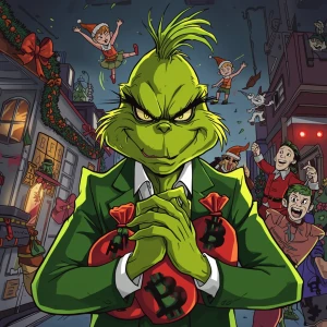 The Grinch as a ruthless mobster mastermind, GTA cartoon style,...