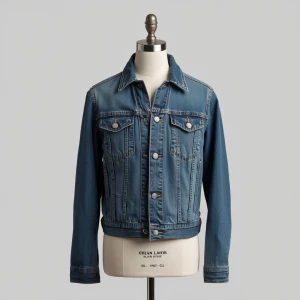 jeans and jeans jacket on ghost mannequin