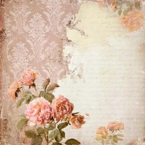 Shabby chic vintage scrapbook background paper, 12x12 inch print...