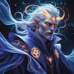 An enigmatically alluring astral esoteric sorcerer, each feature...