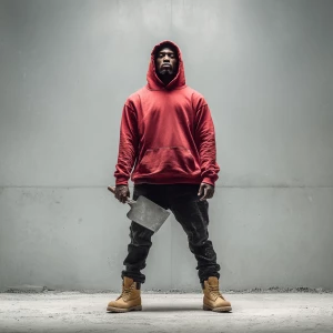 Cinematic full-body portrait of an Afro-American street artist s...