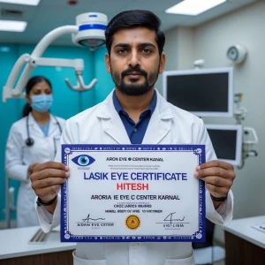 Make a lasik eye certificate for Hitesh from arora eye center ka...