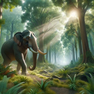 A big elephant walking in the woods