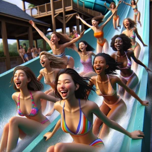 Cute teenage girls at the water park