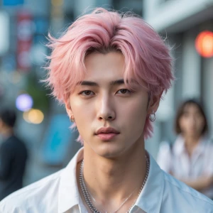 Create a Korean hot 🔥 guy around 19 with slightly messy light p...