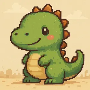 cute dynosaur, pixel style