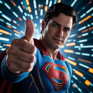 Like Super man, t-short text: Drive369,  giving a thumbs up, abo...
