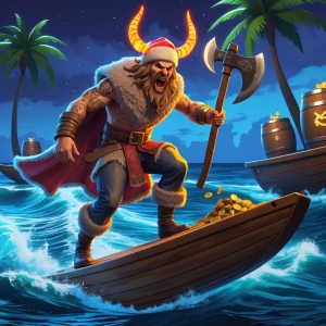 GTA Vice City loading screen action card: cel-shaded rugged Flok...