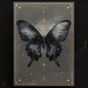 BLACK BUTTERFLY — celestial vignette / junk-journal Luxe Nocturn...