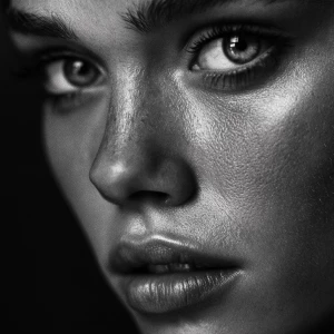 Ultra realistic big close-up portrait of Xenia Tchoumitcheva, bl...