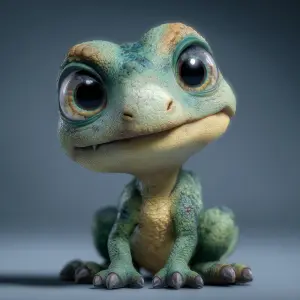 Cute baby dinosaur, Pixar-style 3D render, big expressive eyes,...