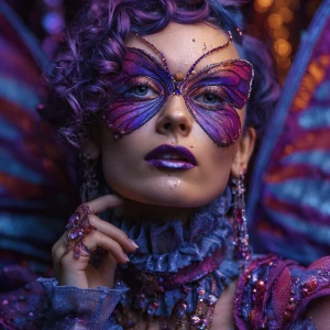 A portrait-oriented, hyper-realistic digital butterfly macro sho...