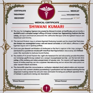 Create a medical certificate for Shiwani Kumari documenting a li...