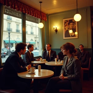 Vintage cafe in Paris, 35mm film look