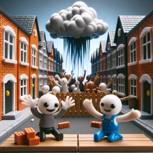 Create a 30-second stop-motion style animation at 4 fps with two...