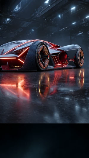 futuristic hypercar, full body shot of a single car, sharp angul...