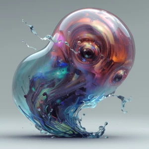 A fervently pulsating ultra-modern amoeba blob creature, its shi...